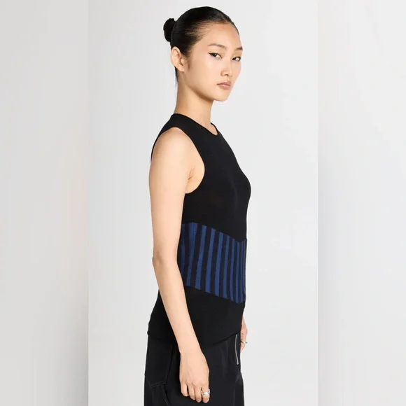DION LEE Designer Blue/Black Two Tone Bone Corset Wool Blend Tank Top size 4 - Picture 4 of 12